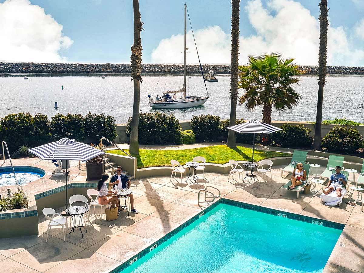Heated oceanfront pool at Portofino Hotel, Redondo Beach